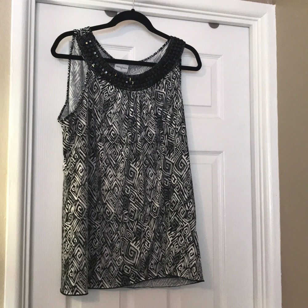 Blouse with beading and mesh detail